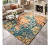 Taidianolp Tapis Salon Décoration,Motif Floral Abstrait Orange, Bleu, Jaune, 90 x 150 cm,Tapis Poil Ras Doux pour Chambre, Cuisine Buanderie Balcon