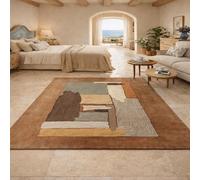 Taidianolp Tapis Salon Décoration,Motif géométrique Abstrait, Marron, Gris, Beige, Couleurs Neutres, 180 x 270 cm,Tapis Doux Poils Courts Lavable, Dessous antidérapant,