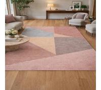 Taidianolp Tapis Salon Décoration,Motif géométrique Moderne Gris, Rose, Rouge Clair, Beige, 90 x 150 cm,Tapis Poil Ras Doux pour Chambre, Cuisine Buanderie Balcon