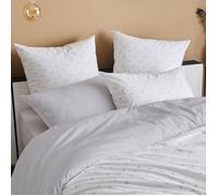 Tradilinge - Taie d Oreiller Percale géométrique Percale de Coton Gris Clair 50x70 cm