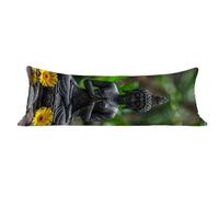Taie de Traversin 140 cm Gris Housse de Traversin 40x140 cm Zen, Long Taies D'oreiller Velours avec Fermeture Éclair Invisible, Corps Orthopédique Maternité, Douce Confort, pour Déco lit Canapé dg-595