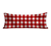 Taie de Traversin 150 cm Rouge Housse Traversin 150x50 cm Motif à Carreaux, Housse de Coussin de Corps Douce pour Dormeur Latéral, Taie Oreiller Velours avec Fermeture Éclair pour Lit Canapé E0-1073