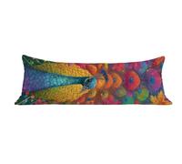 Taie de Traversin 180 cm Couleur Housse de Traversin 60x180 cm Paon, Long Taies d'oreiller Lin avec Fermeture Éclair Invisible, Corps Orthopédique Maternité,Confort Respirante, pour lit Canapé dg-607