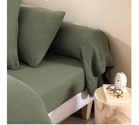 Taie de traversin 43x205 gaze de coton kaki Terre de Nuit NOA