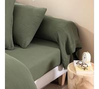 Taie de traversin 43x205 Gaze de Coton Kaki Terre de Nuit NOA