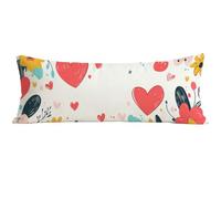 Taie de Traversin 90 cm Blanc Taie Oreiller 90 x 30 cm, Amour Housse de Coussin Rectangulaire Velour, Housse de Traversin Impression Recto Verso, Latéral Long Coussin Grossesse pour Lit Canape O0-581