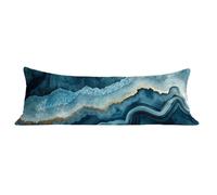 Taie de Traversin 90 cm Bleu-Vert Housse de Traversin 30x90 cm Abstrait, Long Protège Oreiller Lin avec Fermeture Éclair Invisible, Corps Orthopédique Maternité,Confort Respirante, lit Canapé dg-43