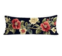Taie de Traversin 90 cm Rouge Housse Traversin 90x30 cm Fleur, Housse de Coussin de Corps Douce pour Dormeur Latéral, Taie Oreiller Velours avec Fermeture Éclair pour Salon Chambre Lit Canapé E0-797