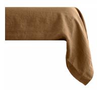 Taie de traversin uni 195X43 cm 100% lin lavé SONATE marron Cognac