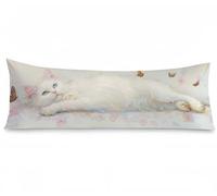 Taie d'oreiller 40 x 145 Blanc Housse Coussin Chat Taie de Traversin 145 cm x 40 cm Velour Doux Housse Traversin, Lavable Hypoallergénique Anti-Acariens Oreiller pour Salon Chambre Lit Canapé,Model903