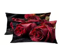 Taie d'oreiller 45x70cm Rouge Taie Oreiller Lot de 2 Rose Protege Oreiller Doux Taies D'oreillers, Housse de Coussin Decoratif Protège Oreillers Rectangulaire, pour Maison Decoration bz-326
