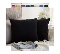 Taie D'oreiller 50x70 Coton Polyester Couverture Oreiller 40x80 Lot de 2 Taie Oreiller en Velours Côtelé 40x70 Housse Coussin Canapé Housse de Coussin Rectangle Throw Pillow Covers(Black,40x60 cm 16x2