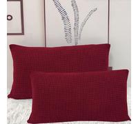 Taie D'oreiller 50x70,Housse Oreiller 40x60 Extensible Lot De 2 Housse De Coussin En Velours Côtelé Couverture Oreiller Canapé Maison Salon Chambre Decoration(Burgundy,30x50 cm (Pack of 2))
