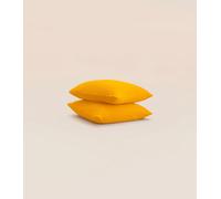 Taie d'oreiller 63x63 cm - Gaze de coton - Jaune - Douce et gaufrée - Toute saison - Confectionnée au Portugal - Tediber