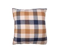 Taie d'oreiller 63x63cm en flanelle de coton à carreaux beige - BASTIEN