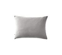 Taie d'oreiller à carreaux double gaze de coton gris 50x70