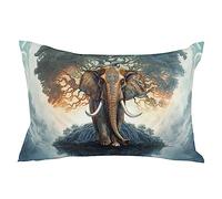 Taie d'oreiller Elephant Tree Lake Grey Blue Gradient Housse De Coussin Respirant Housse Oreiller Moderne Protege Oreiller pour Salon Bureau Canapé 40X60CM