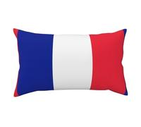 Taie d'oreiller en peluche douce imprimée drapeau français, housse décorative double face pour chambre à coucher et décoration de chaise d'appoint