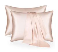 Taie d'oreiller en satin de soie glacée avec fermeture éclair - Couleur unie - Rose