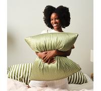 Taie d'oreiller en soie vichy vert 65x65