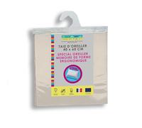 Taie d'Oreiller Extensible 40x60 cm - Coloris Sable - Spécial Oreiller Mémoire de Forme - Fermeture zippée - Linge des Familles