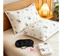 Taie d'oreiller jetable épaisse avec imprimé lettre nœud de bambou panda, style bohème, convient aux chambres d'hôtel, salons de beauté et autres lieux, matériau en tissu non tissé, résistant aux tach