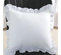 Taie d'oreiller Solide pour Housse de Coussin de canapé avec Volants, décoration d'intérieur, de Bureau, de lit, Plusieurs Tailles 40 x 40 cm, 45 x 45 cm, 50 x 50 cm, Blanc, 1 pièce 45 x 45 cm