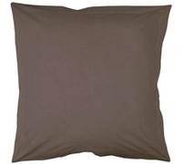 Taie d'oreiller volant plat 63 x 63 cm uni 57 fils lina + point bourdon Noisette