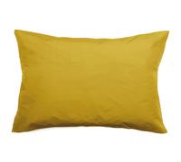Taie d'oreiller volants plats 50x70 cm percale MANOIR jaune Moutarde