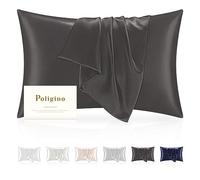 Taie Oreiller 100% Soie 50 x 80cm,Deux Côtés Taie d'oreiller en Soie de Qualité Supérieure 22 Mommes,Taie d'oreiller Hypoallergénique est Utilisée pour Protéger Les Cheveux et la Peau, Gris Foncé