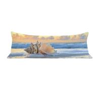 Taie Oreiller 30x90 cm Plage Taie de Traversin 90 cm Paysage Protege Oreiller, Lin Rectangulaire Housse Coussin avec Fermeture Eclair Invisible Pillow Case Pour Decoratif Canape Lit, Ergonomique dg-24