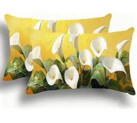 Taie Oreiller 35x70 Lot de 2 Lin de Coton Protege Oreiller, Coussin Exterieur Impermeable avec Fermeture Éclair Invisible, pour Maison Confortable Housse de Coussin Jardin Pillow Lys Blanc W0VJ-913
