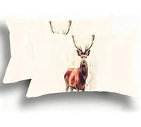 Taie Oreiller 35x70 Lot de 2 Lin de Coton Protege Oreiller, Coussin Exterieur Impermeable avec Fermeture Éclair Invisible, pour Maison Confortable Housse de Coussin Jardin Pillow Animal Élan W0VJ-229