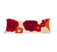 Taie Oreiller 40x120 cm Rouge Taie de Traversin 120 cm Fleur Protege Oreiller, Lin Rectangulaire Housse Coussin avec Fermeture Eclair Invisible Pillow Case Pour Decoratif Canape Lit, Ergonomique dg-56