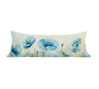 Taie Oreiller 40x145 cm Bleu Taie de Traversin 145 cm Fleurs Protege Oreiller, Lin Rectangulaire Housse Coussin avec Fermeture Eclair Invisible Pillow Case Pour Decoratif Canape Lit, Ergonomique dg-46