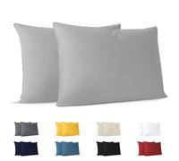 Taie Oreiller 40x60 cm (Lot de 2) Dreamzie - 100% Coton Jersey 150 GSM - Gris - Taie d'oreiller 40 x 60 cm- Housse de Coussin Résistant et Hypoallergénique pour Oreiller