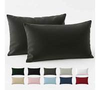Taie Oreiller 40x60 Coton Renforcé (Set de 2) - Anthracite - Tissage serré de 57 Fils/cm² - Taie Oreiller 40 x 60 cm- Certifié Oeko Tex