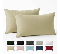 Taie Oreiller 40x60 Coton Renforcé (Set de 2) - Beige - Tissage serré de 57 Fils/cm² - Taie Oreiller 40 x 60 cm- Certifié Oeko Tex