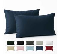 Taie Oreiller 40x70 Coton Renforcé (Set de 2) - Bleu Foncé - Tissage serré de 57 Fils/cm² - Taie Oreiller 40 x 70 cm- Certifié Oeko Tex