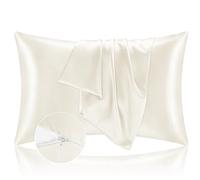 Taie Oreiller 40x70 en Satin, Housse Oreiller Satinées Protège Peau et Cheveux - Ultra Douce et Hypoallergénique - Lot de 2 Housse Coussin avec Fermeture Éclair Beige
