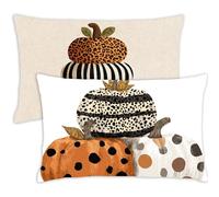 Taie Oreiller 40x70 Lot de 2 Automne Housse Coussin 40x70 Rectangulaire Coussin Citrouille Impression Double Face Velours Taie d'oreiller pour Canape Salon Chambre Maison Decor Automne Cadeaux,207-j
