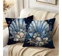 Taie Oreiller 50x50 Velours Noir Coussin Canape Lot de 2 Coquilles, b-154 | Coussin Exterieur Impermeable, Protege Oreiller Coussins de Jardin, Decoration Maison, Decoration Automne
