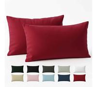 Taie Oreiller 50x70 Coton Renforcé (Set de 2) - Bordeaux - Tissage serré de 57 Fils/cm² - Taie Oreiller 50 x 70 cm- Certifié Oeko Tex