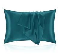 Taie Oreiller 50x70 en Satin, Housse Oreiller Satinées Protège Peau et Cheveux - Ultra Douce et Hypoallergénique - Lot de 2 Housse Coussin avec Fermeture Éclair Bleu Vert