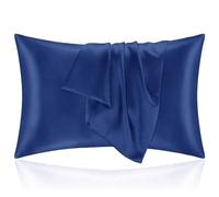 Taie Oreiller 50x80 en Satin, Housse Oreiller Satinées Protège Peau et Cheveux - Ultra Douce et Hypoallergénique - Lot de 2 Housse Coussin avec Fermeture Éclair Bleu foncé