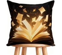 Taie Oreiller 60 x 60 cm Housse de Coussin Livre Coussin De Canapé Lin pour Maison Décorer Jaune C-1VP7A