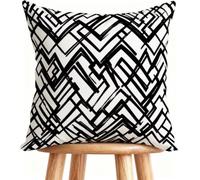 Taie Oreiller 60 x 60 cm Housse de Coussin Noir Et Blanc Coussin De Canapé Lin pour Maison Décorer Bande K-41BI2