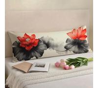 Taie Oreiller 60x180 Gris Oreiller de Corps Rouge Taie Traversin 180 cm, Doux Resistant Velour Taie d'oreiller, Fermeture Eclair Caché Taies D'oreillers pour Salon Lit Housses de Coussin w-11033