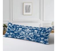 Taie Oreiller 60x180, Housse Coussin Bleu Taie Traversin 180 cm, Cod339 | Fleur Velour Housse Traversin Double Face Impression Oreiller Améliorer Sommeil Coussin Decoratif pour Salon Chambre Lit