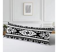 Taie Oreiller 60x180, Housse Coussin Noir et Blanc Traversin 180 cm, Cod447 | indien Velour Housse Traversin Double Face Impression Oreiller Améliorer Sommeil Coussin Decoratif pour Salon Chambre Lit